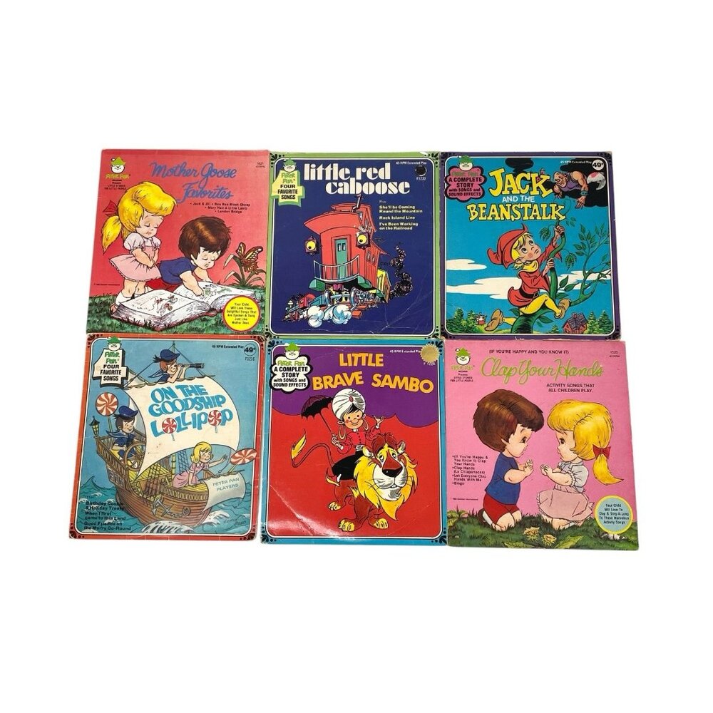 Vintage Lot Of 6 Peter Pan Children's Records Music 45RPM Kids